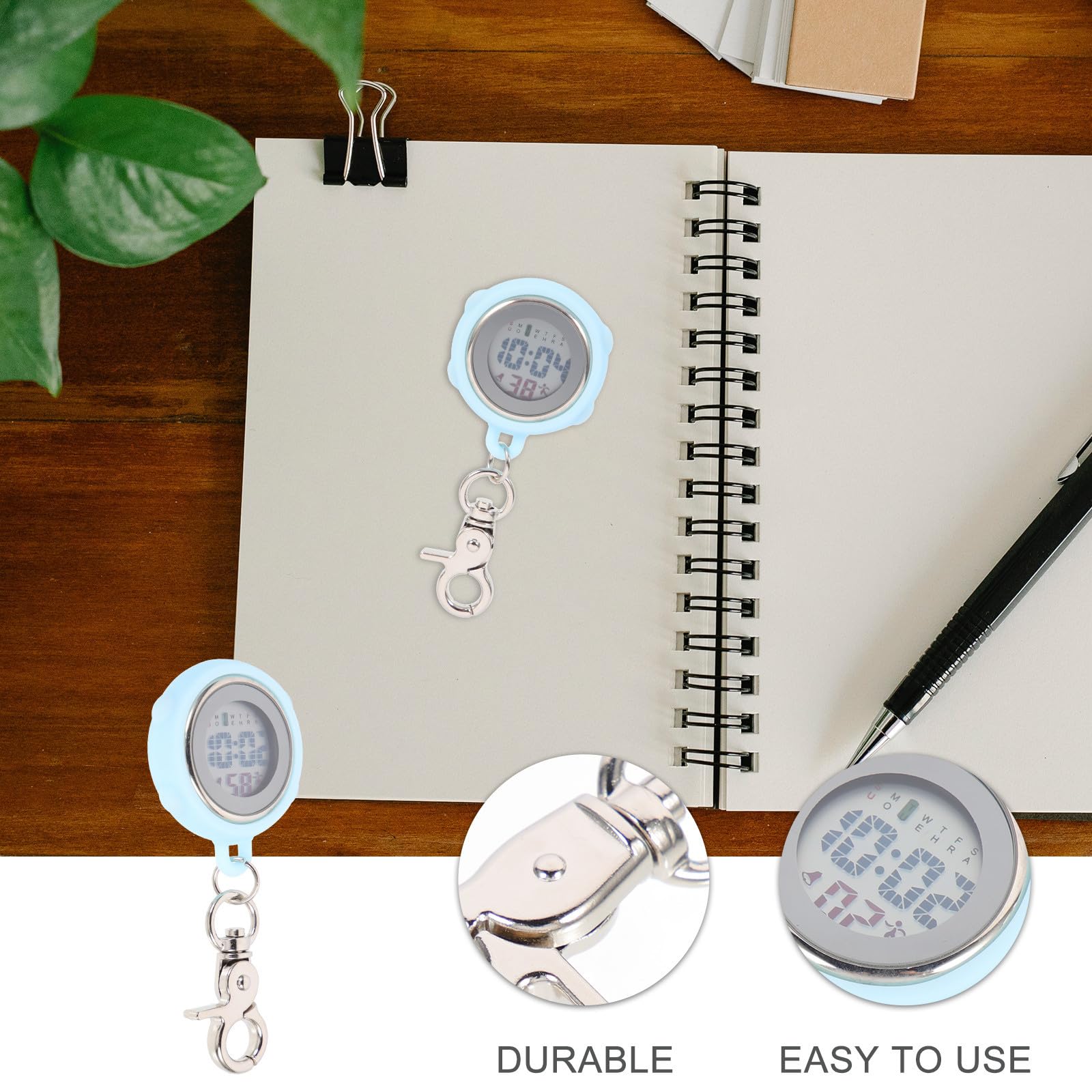 CLISPEED 4 Piezas Reloj de Bolsillo Digital Portátil Cronómetro y Luz Luminosa, Aleación y Silicona, Adecuado para Exámenes y Uso de Estudiantes