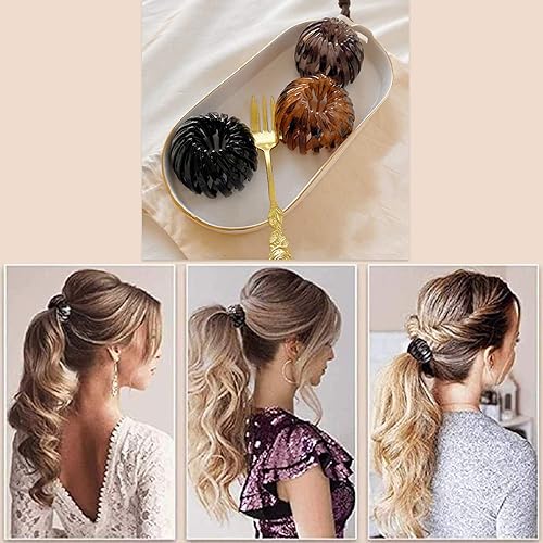 Miniatura 4 de 7 pinzas para el cabello para mujer, extensibles, clip para cola de caballo, estilo vintage, forma de nido de pájaro, lazos retráctiles, accesorios