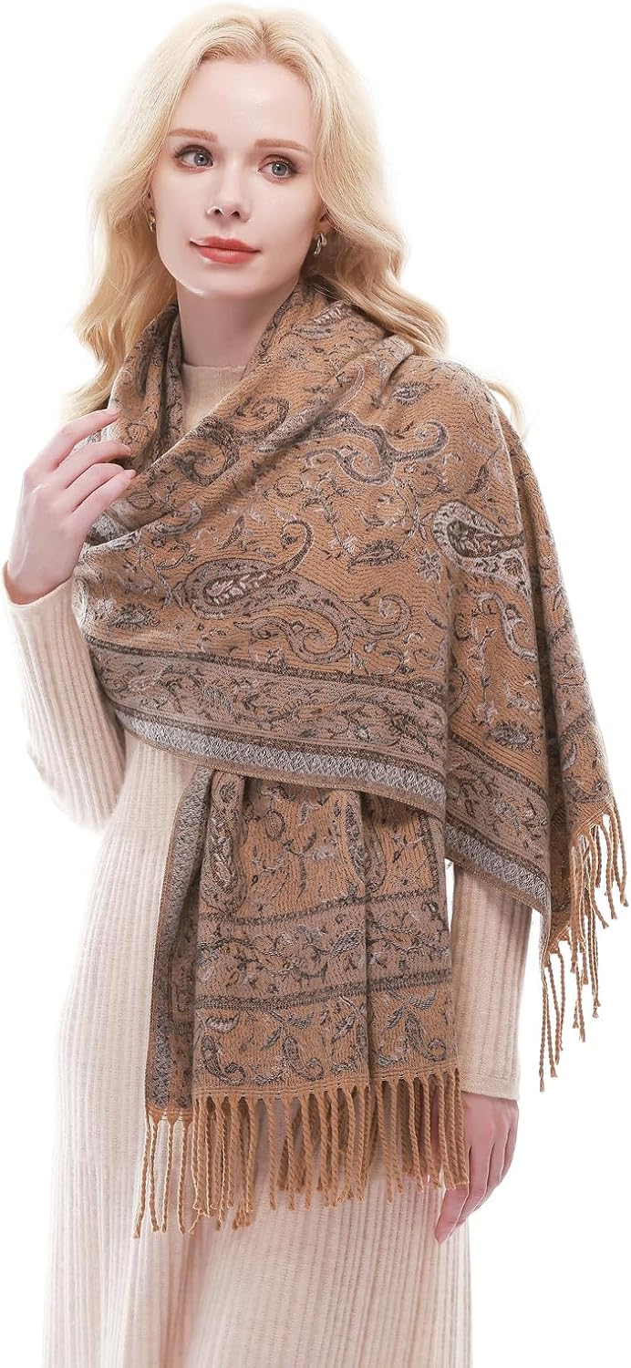 RIIQIICHY Reversible Pashmina Scarf for Women Jacquard Shawl Wrap Scarves - Image 7