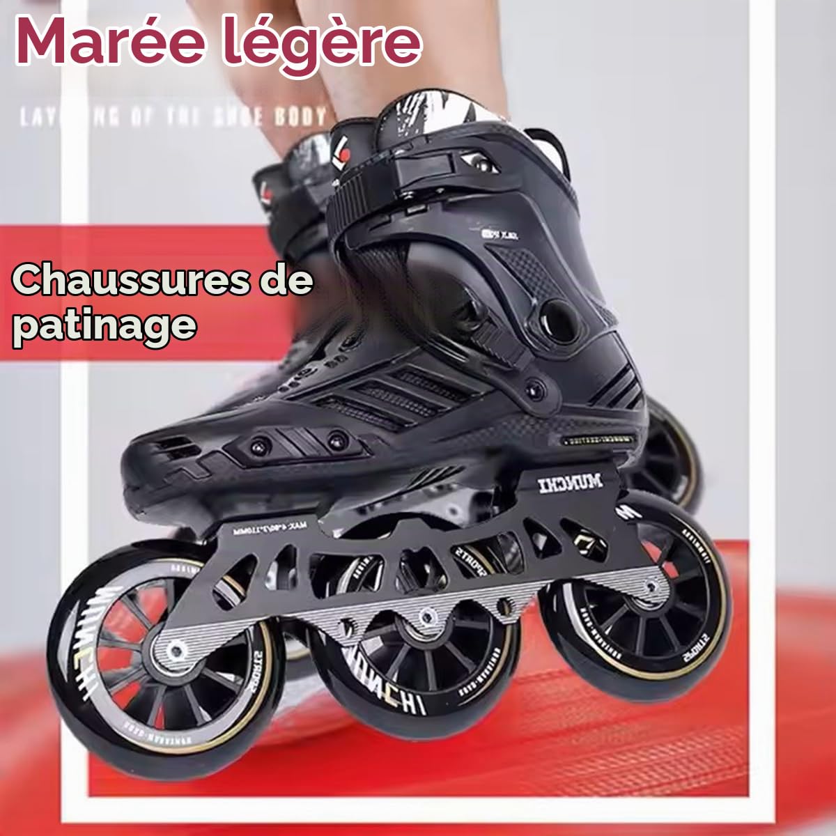 Patins à roulettes 3 Roues, Patins à Roues Alignées Professionnels De 110 Mm pour Hommes Et Femmes, avec Roulements ABEC-9, Patins De Cross-Country Haute Performance pour Adultes(Size:42)