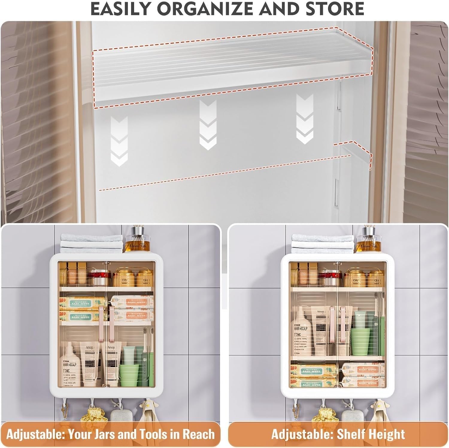 Shaavix 3 Layer Self Adhesive No Drill Storage Cabinet for Kitchen Organizer, Wall Mounted Storage Cabinet, Multipurpose Hanging Cabinet for Spices, Utensils and Essentials 2