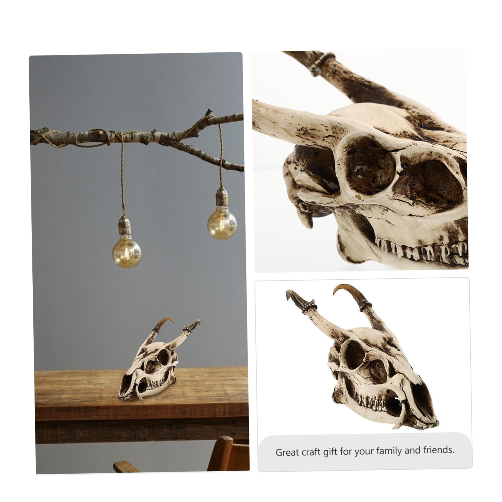 Cabilock 1 Pc Adorno De Calavera De Cabra Decoración De Cuernos De Cabra Kit De Collage De Pared Cabeza De Animal Decoración De Calavera De Oveja Ram Mesa Resina Póster Acuario