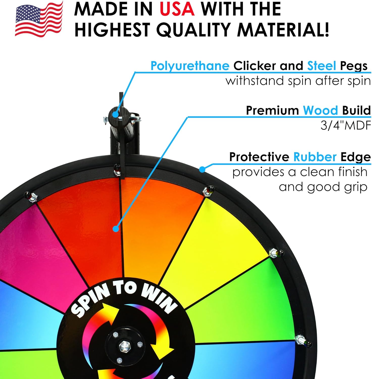 Spin to Win Table Stand Dry Erase Prize Wheel – 18 Inch Desktop Spinning Game Wheel, Durable Wood Construction, Balanced for Fair Odds, Trade Show Raffle Event, Standard