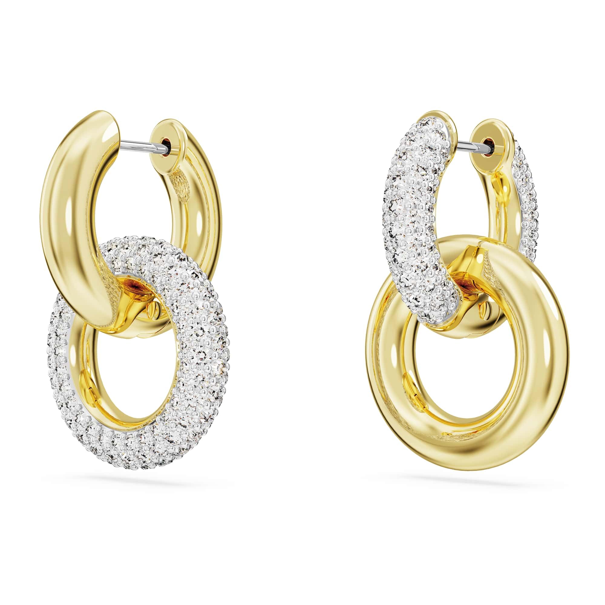 Swarovski Dextera Kollektion Kreolen, Asymmetrisches Design, Verschlungene Schlaufe, Weiß
