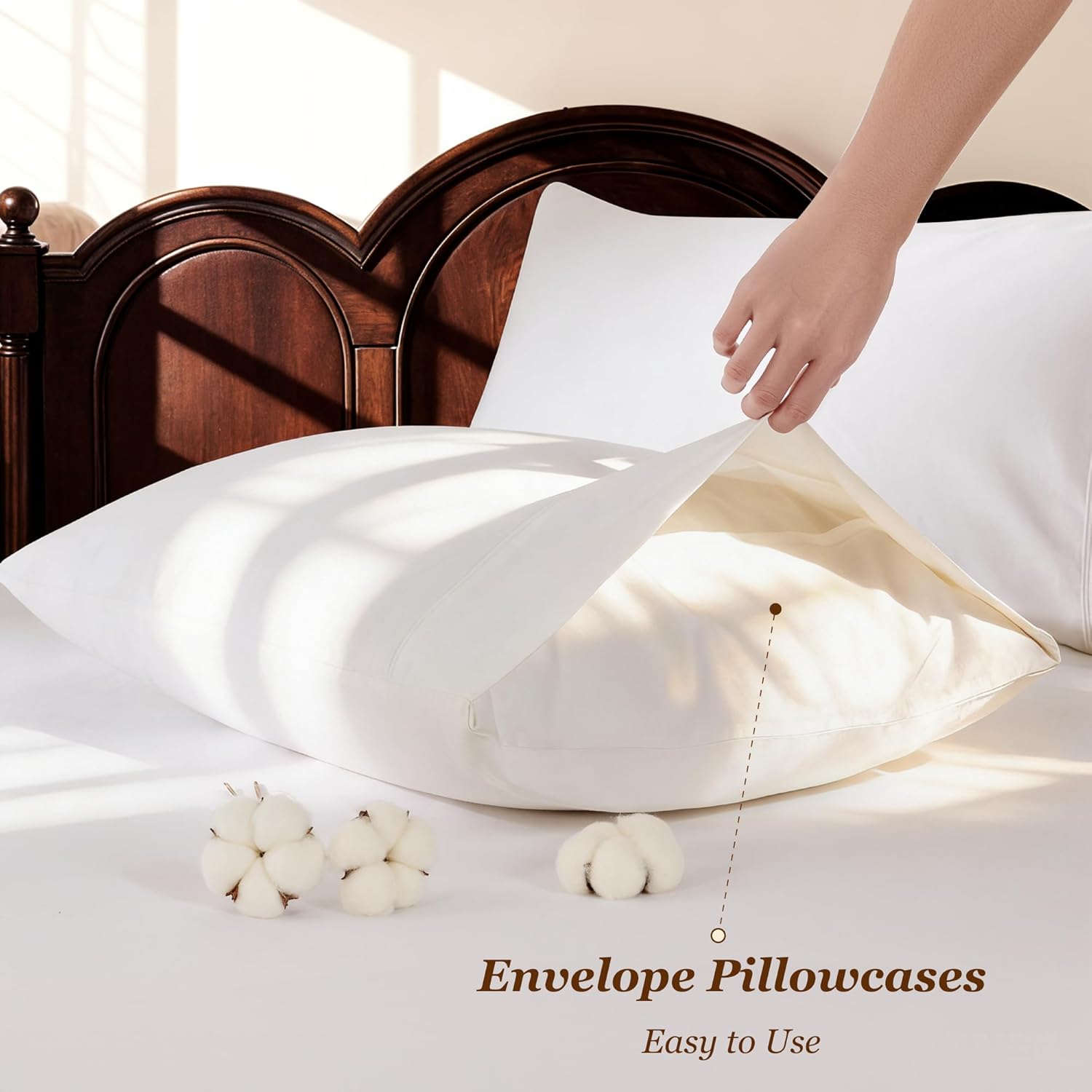 LBRO2M 100% Cotton Sheets Set Deep Pocket 24", 1000 Thread Count Queen Size 4 Piece Bed Sheet Sets Soft Comfortable Bedding All Season (Queen, White) - Image 6