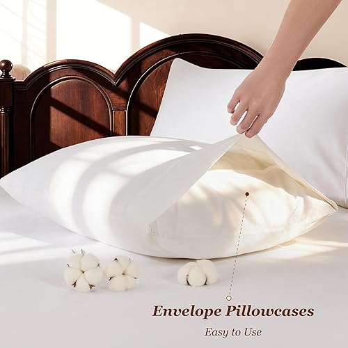 Miniatura 6 de LBRO2M Juego de sábanas 100% de algodón egipcio de 1000 hilos, juego de sábanas tamaño Queen de 4 piezas, fibra larga, bolsillo profundo de 16