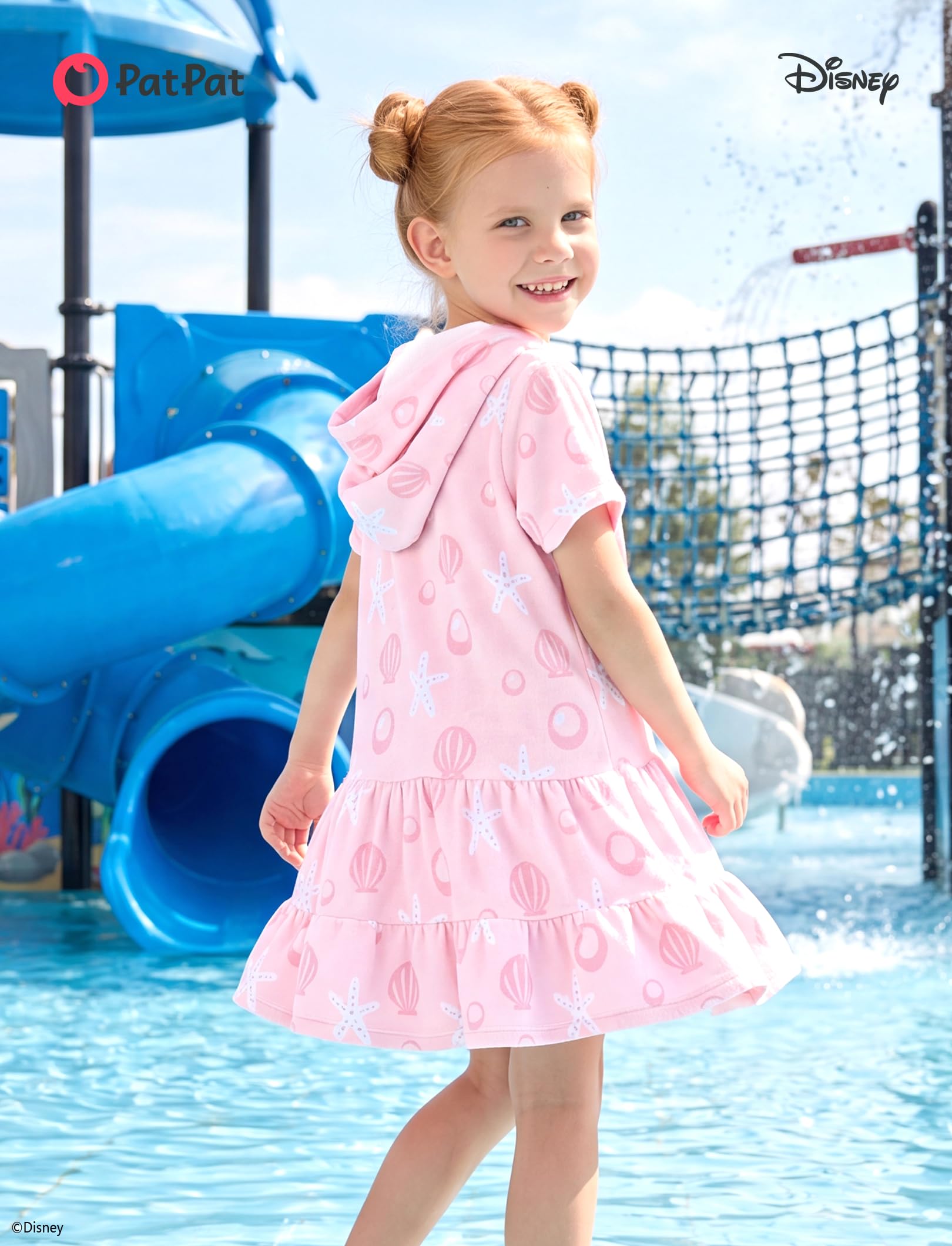 Disney Costume da bagno con cappuccio e cerniera, motivo: Principessa Frozen, Stitch Marvel, Minnie