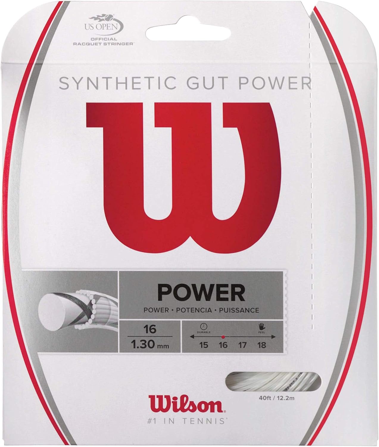 Wilson Synthetic Gut Power 40-Feet Tennis String Set, White, 16 : Tennis Racket String : Sports & Outdoors