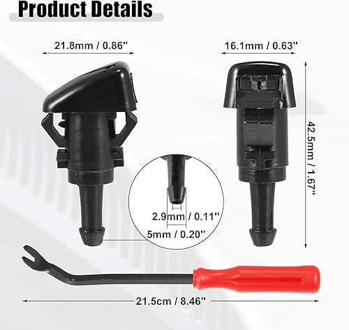 Miniatura 6 de ACROPIX Kit de boquilla de limpiaparabrisas delantero para Dodge para RAM para Dodge Charger con manguera de 118.1in, paquete de 17 unidades, color