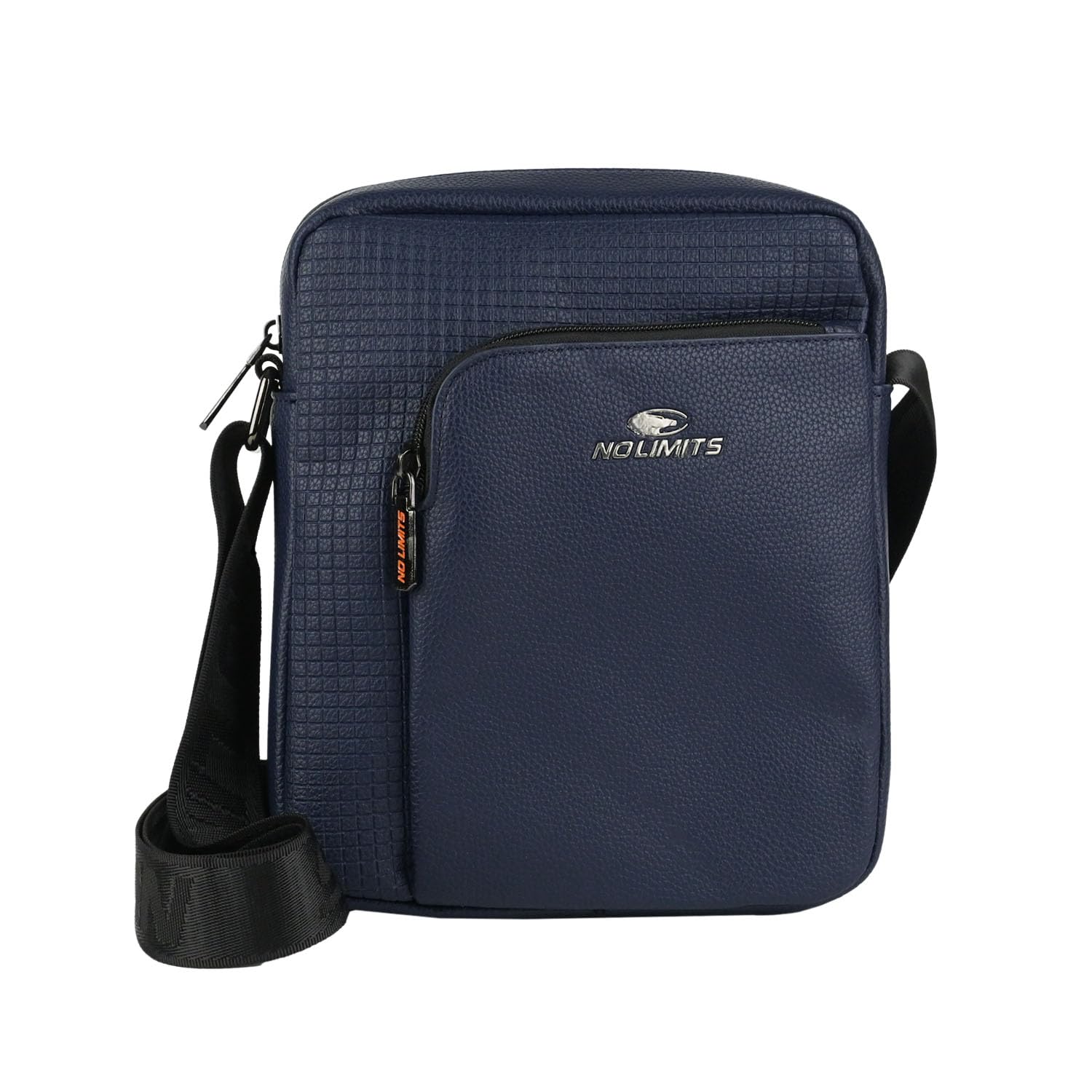 No Limits Bolso de hombre de bandolera ajustable, impermeable, con múltiples bolsillos y forro naranja, piel sintética