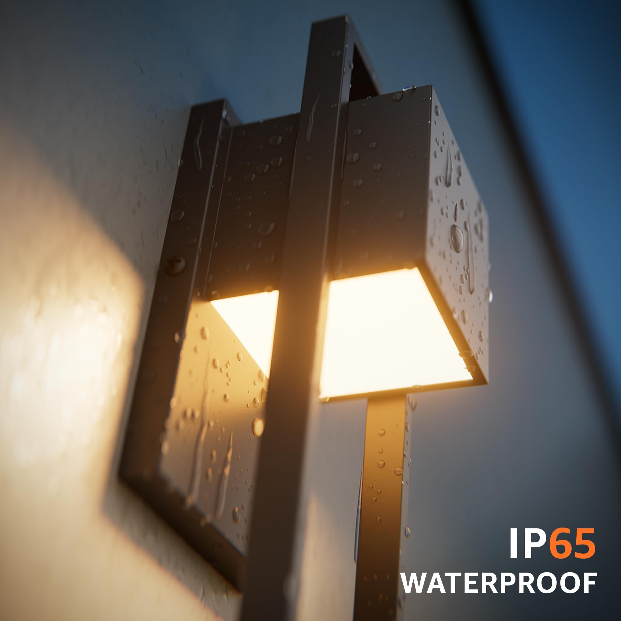 Aipsun LED Außenwandleuchte 16W,2 Stück Außenlampe Außenleuchte 3000K Warmweiß IP65 Wasserdicht | Edelstahl-Wandleuchte für Innen/Außen, Balkon, Garten, Garage & Korridor | Schwarz