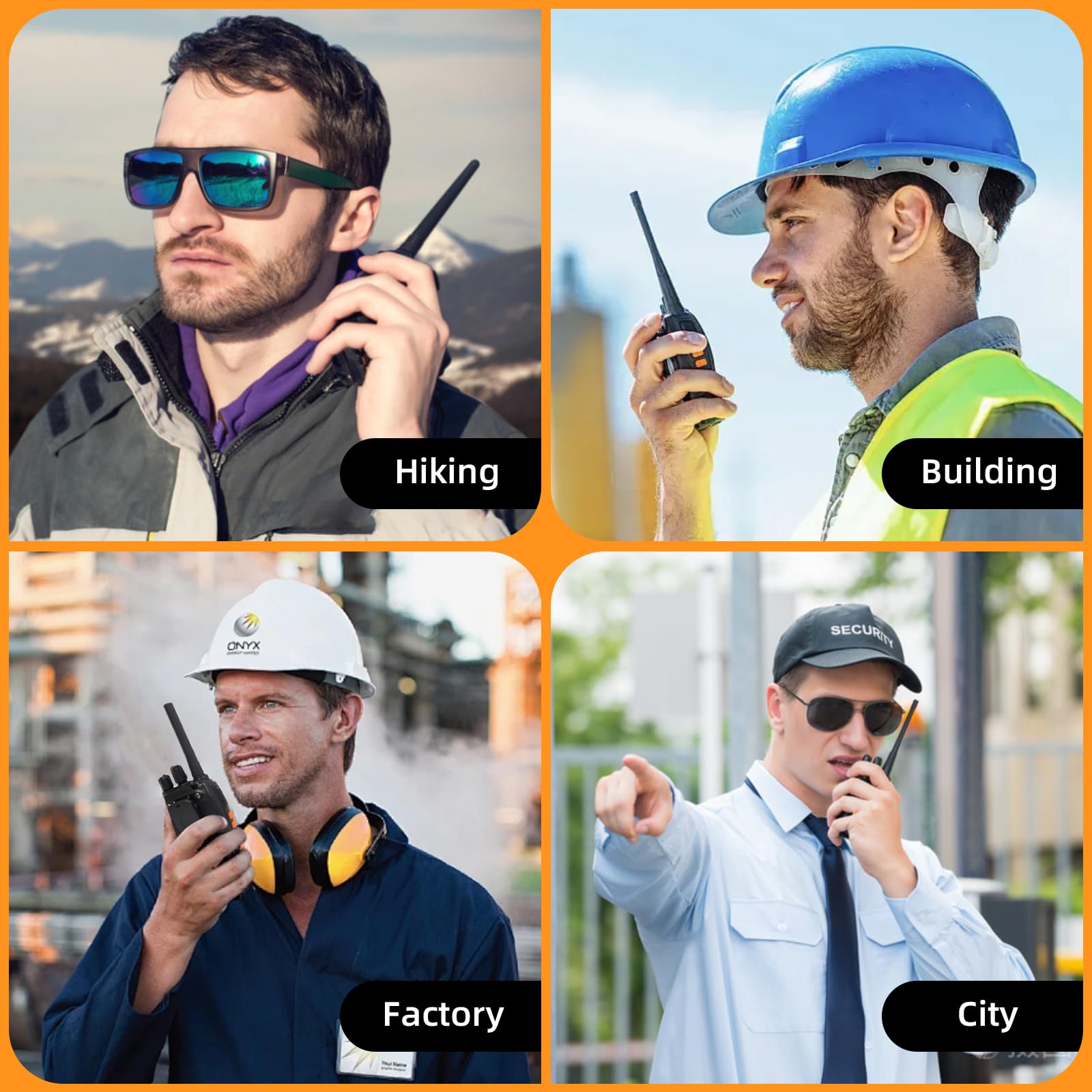 Walkie-Talkie PMR446 Ricaricabile Lunga Distanza 16 Canali VOX CTCSS/DCS Radio FM Ricetrasmettitore Portatile Walkie Talkie Professionali Con Auricolare
