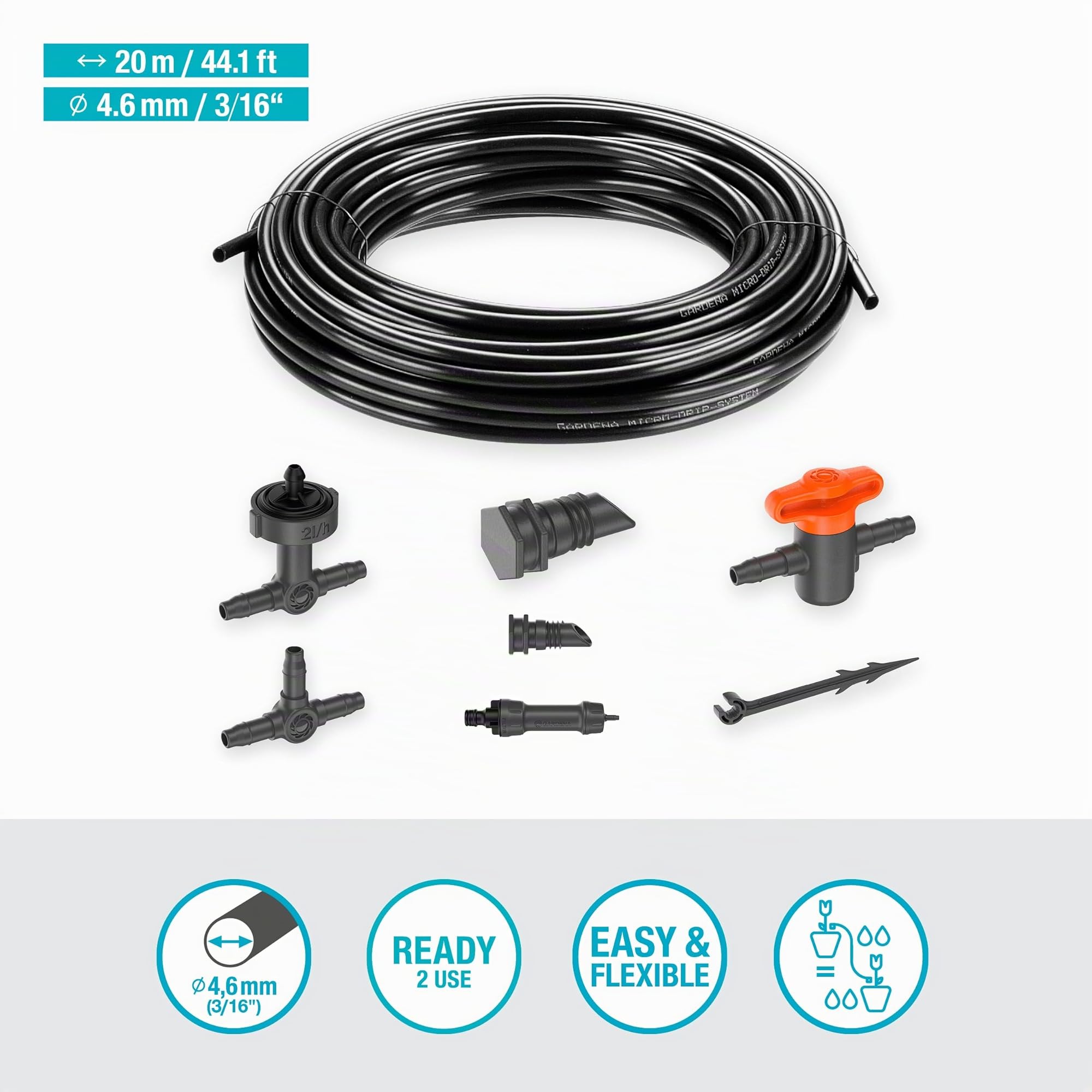Gardena Micro-Drip-System Tropfbewässerung Set Balkon (15 Pflanzen): Starter-Set sofort einsatzbereit, wassersparendes Bewässerungssystem, einfache & flexible Verbindungstechnik (13401-20)