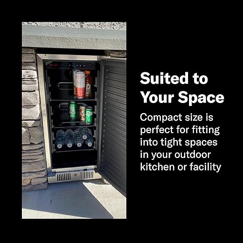 Miniatura 6 de Blaze - Refrigerador compacto de 15 pulgadas para exteriores, refrigerador de acero inoxidable de 3.2 pies cúbicos con puerta reversible y estantes
