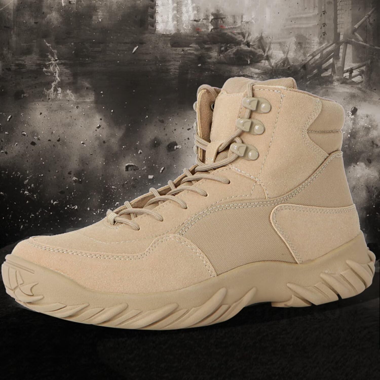 Zapatos tácticos de caña media para hombre, botas de combate para la nieve en invierno, zapatillas de deporte para trabajo vuelo, botas senderismo impermeables para el desierto al aire libre
