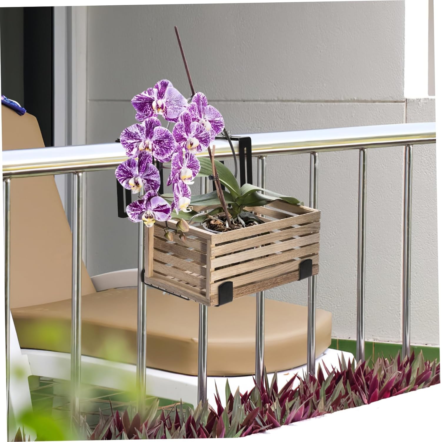 MERRYHAPY 2pcs Heavy Duty Iron Hook Flower Pot Hanging Rack for Outdoor Balcony Wall Planter Hanger Streamlined Design