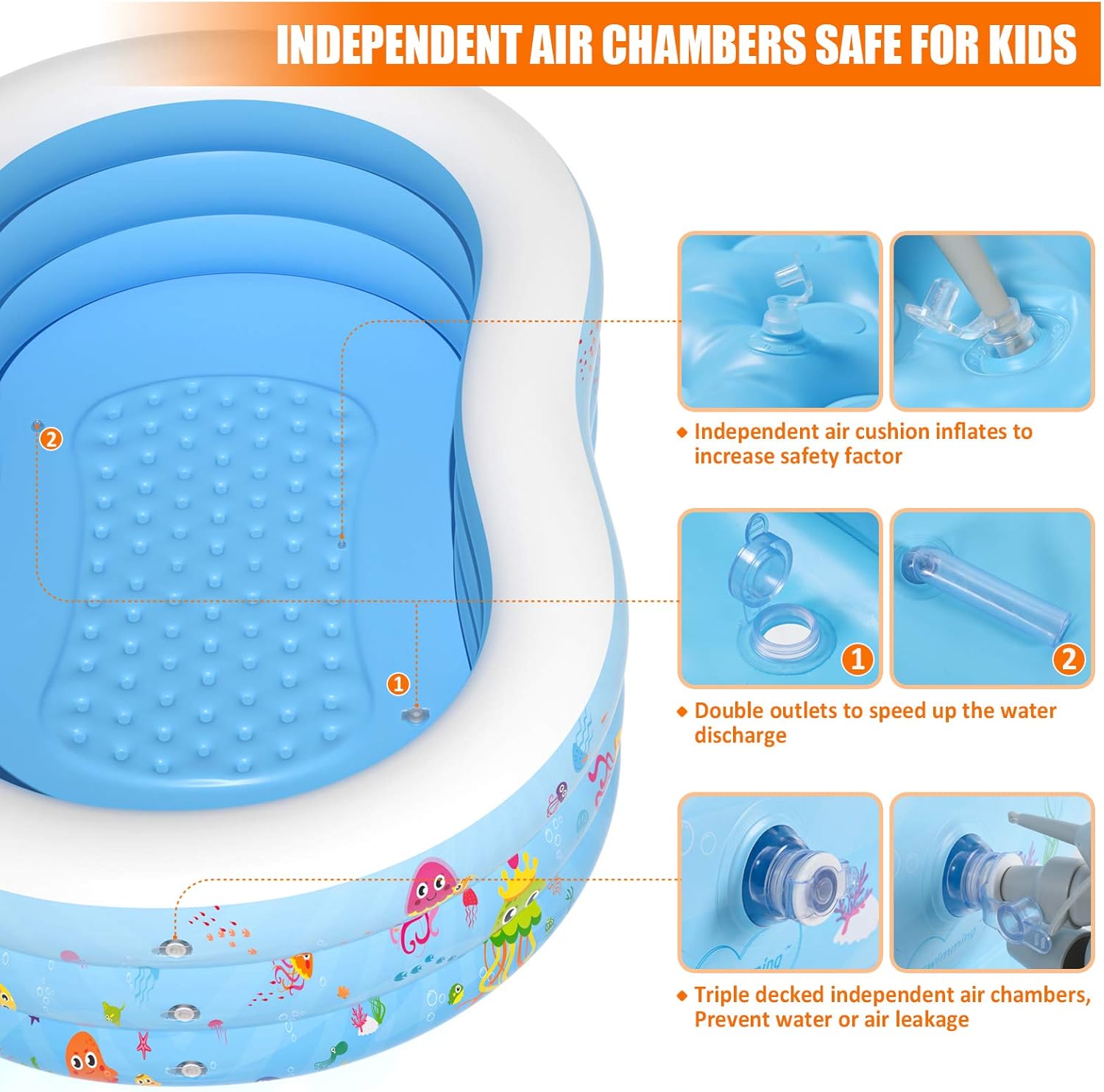 Suреr Sаlе 🛒 Peradix Inflatable Kiddie Pool - Upgraded Thickened Kids Swimming Pool, Kids Pool Outdoor Wading Pool Toys for Baby,Blow Up Pool Family Lounge Pool for Kids Adults, Backyard Water Game-Include Patch