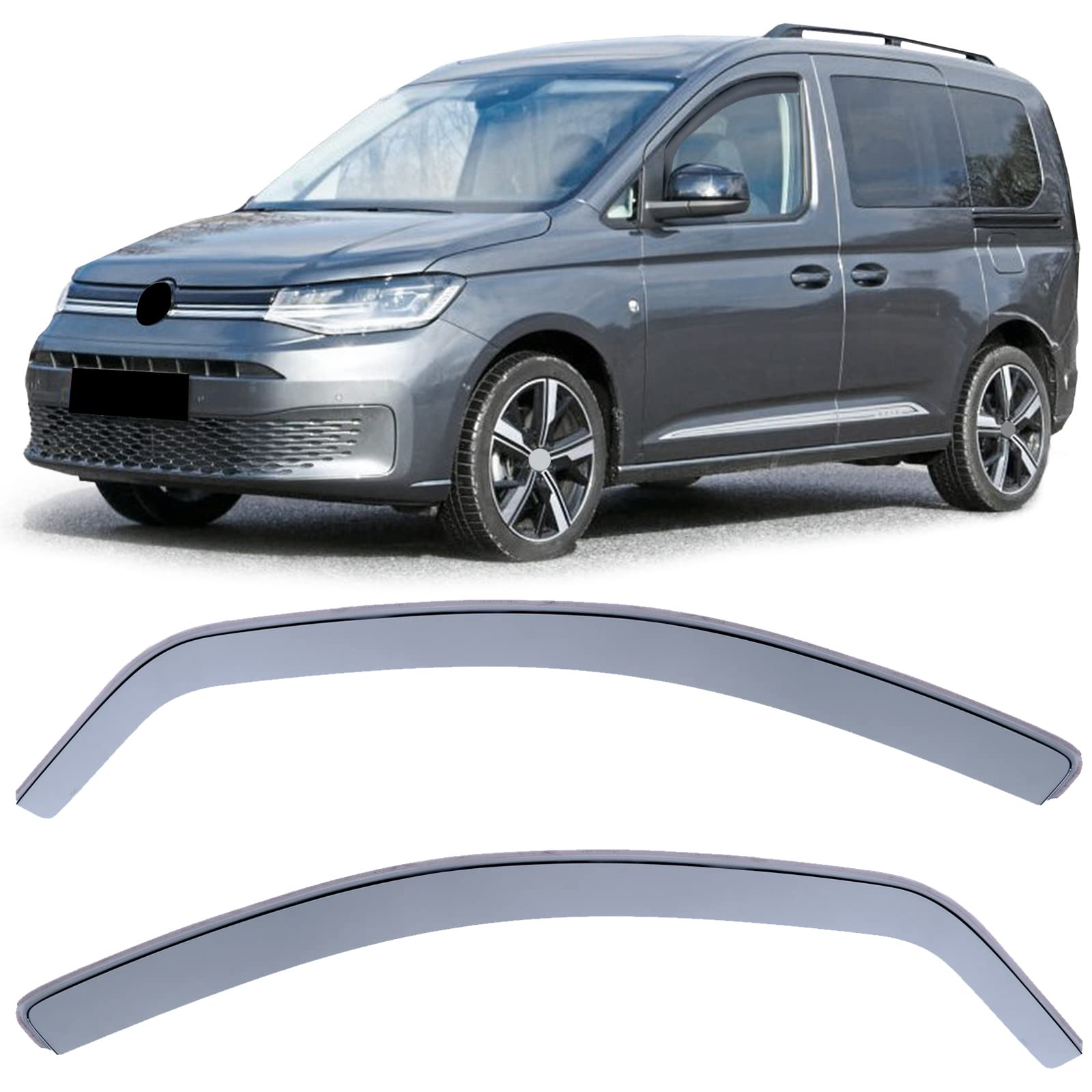 Windabweiser Regenabweiser Windschutz Schwarz Smoke für VW Caddy 5 SB ab 20