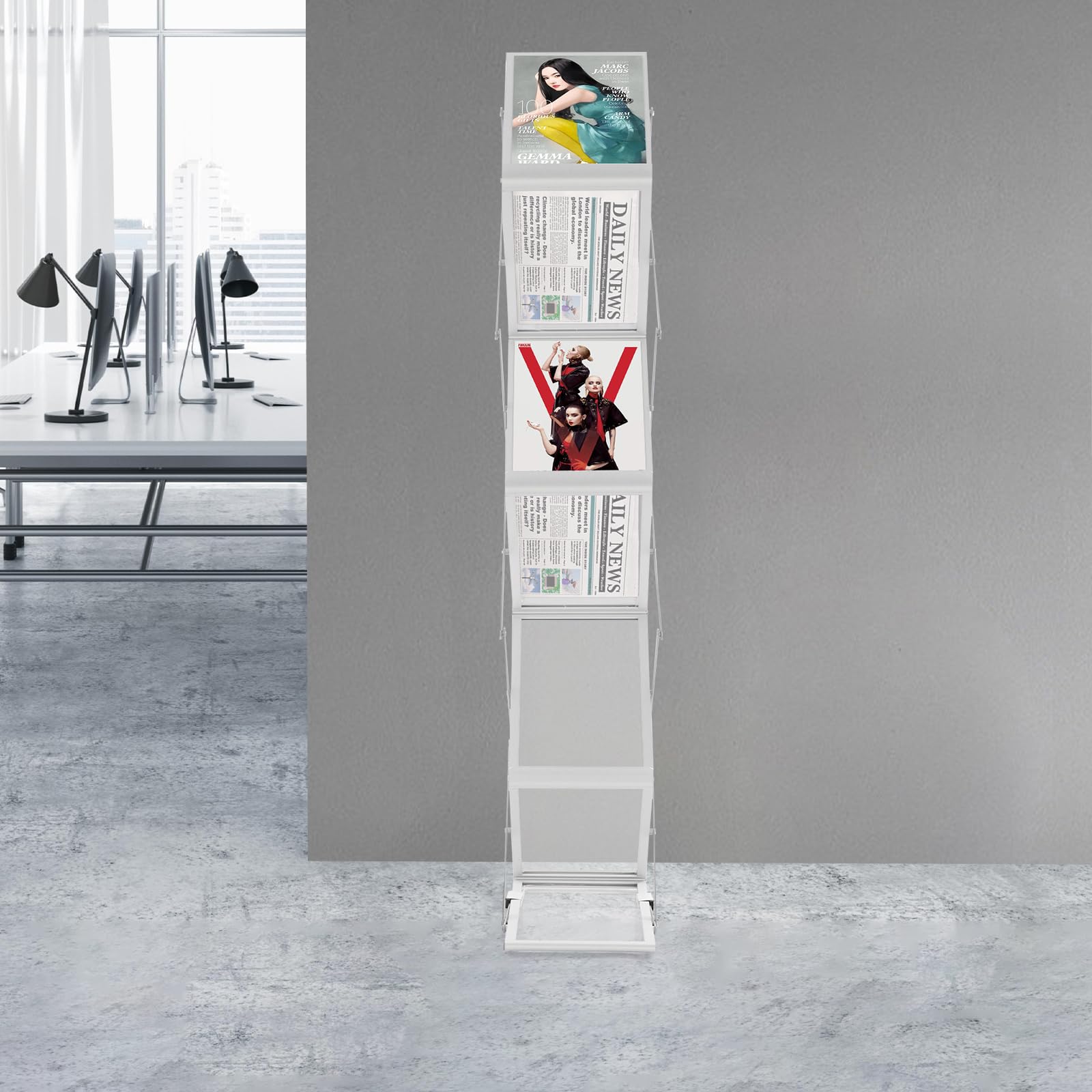 Faltbare prospektstände, A4 Zeitschriftenständer Displays Prospekthalter Büroregale Literaturständer für Messen, Büros, Empfangsbereiche, Firmenstände 40,5x10,5x150cm