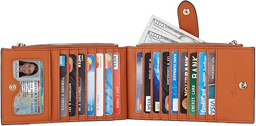Miniatura 3 de Travelambo RFID Billetera de mujer con varios compartimientos para varias tarjetas con bolsillo con cierre, talla única
