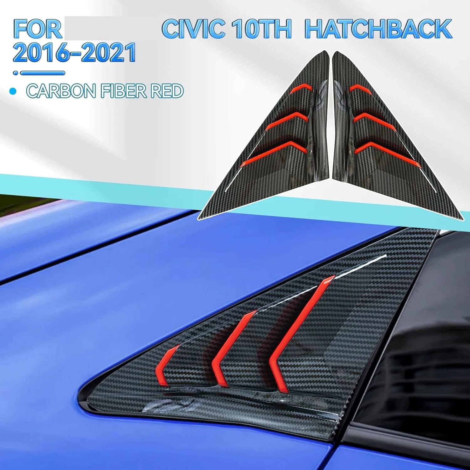 2X Rear Window Louvers Quarter Panel Side Vent Cover Sun