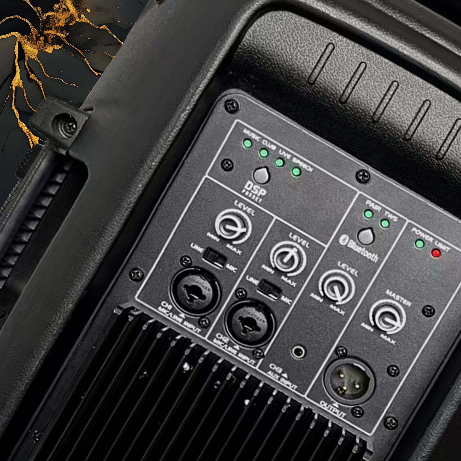 Sistema di altoparlanti PA da 10 pollici, 1200 W ad alta potenza, compatibile con Bluetooth attivo + passivo, altoparlanti per esterni, karaoke, radio FM, telecomando, 2 supporti per altoparlanti