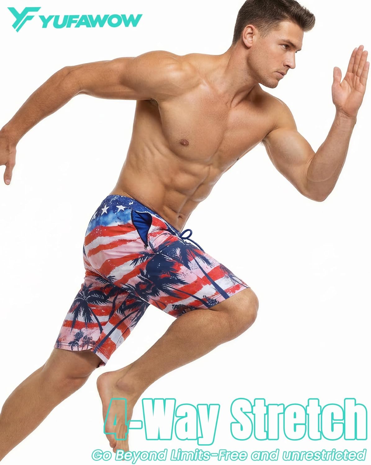 9 Inch Men Swim Trunks with Compression Breathable Liner Quick Dry Zipper Pockets for Water Beach Travel Cruise - Image 3