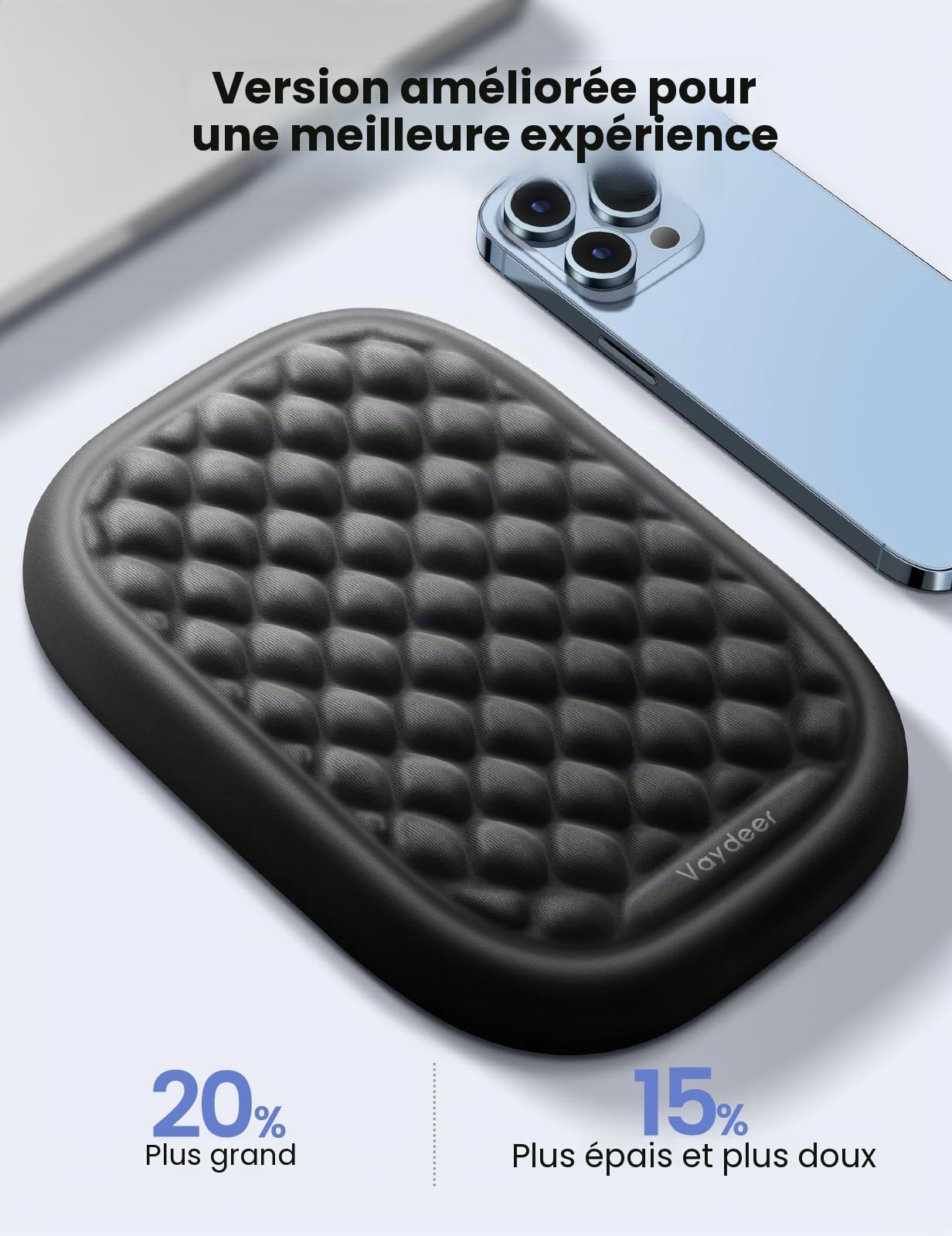 Vaydeer Repose-poignet ergonomique, 2 plaques de support pour les bras avec coussinets pour coudes rembourrés, soulage la douleur au coude, support pour les bras pour ordinateur, coussin pour souris