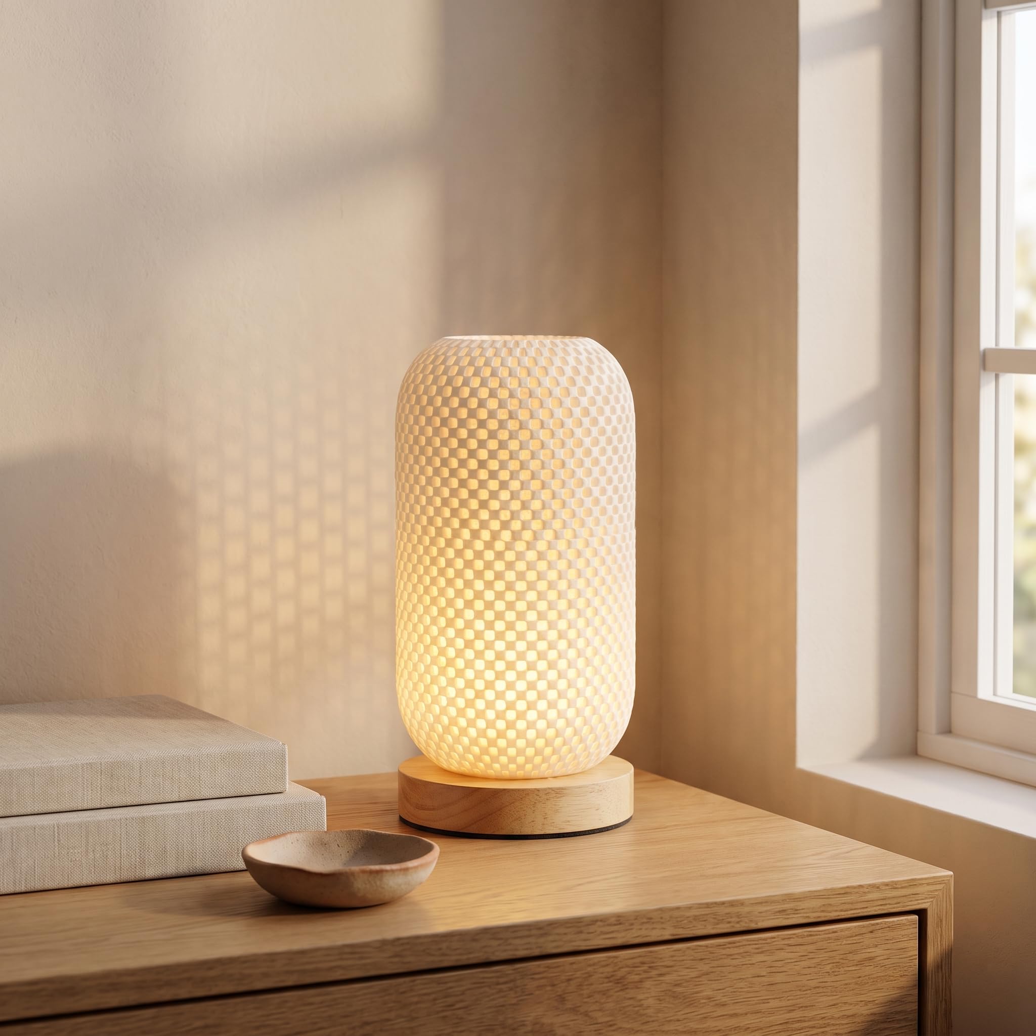 CutitiUU 20cm Rechargeable Touch Bedside Lamp,3-Color Temperature (D)