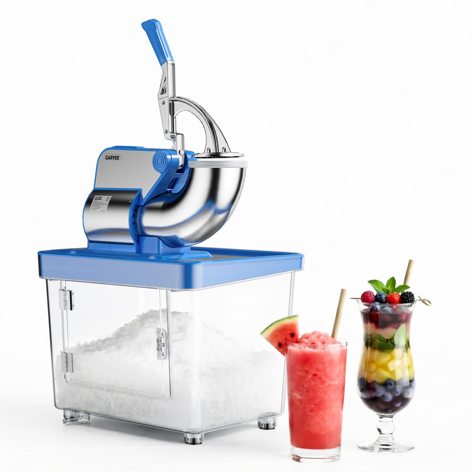 GarveeLife Trituradora de Hielo 300W Acero Doble Cuchilla 300kg/h Azul | Trituradora de hielo 300W 300kg/h, acero inoxidable doble cuchilla para granizado rápido, ideal para bar y el hogar, azul.