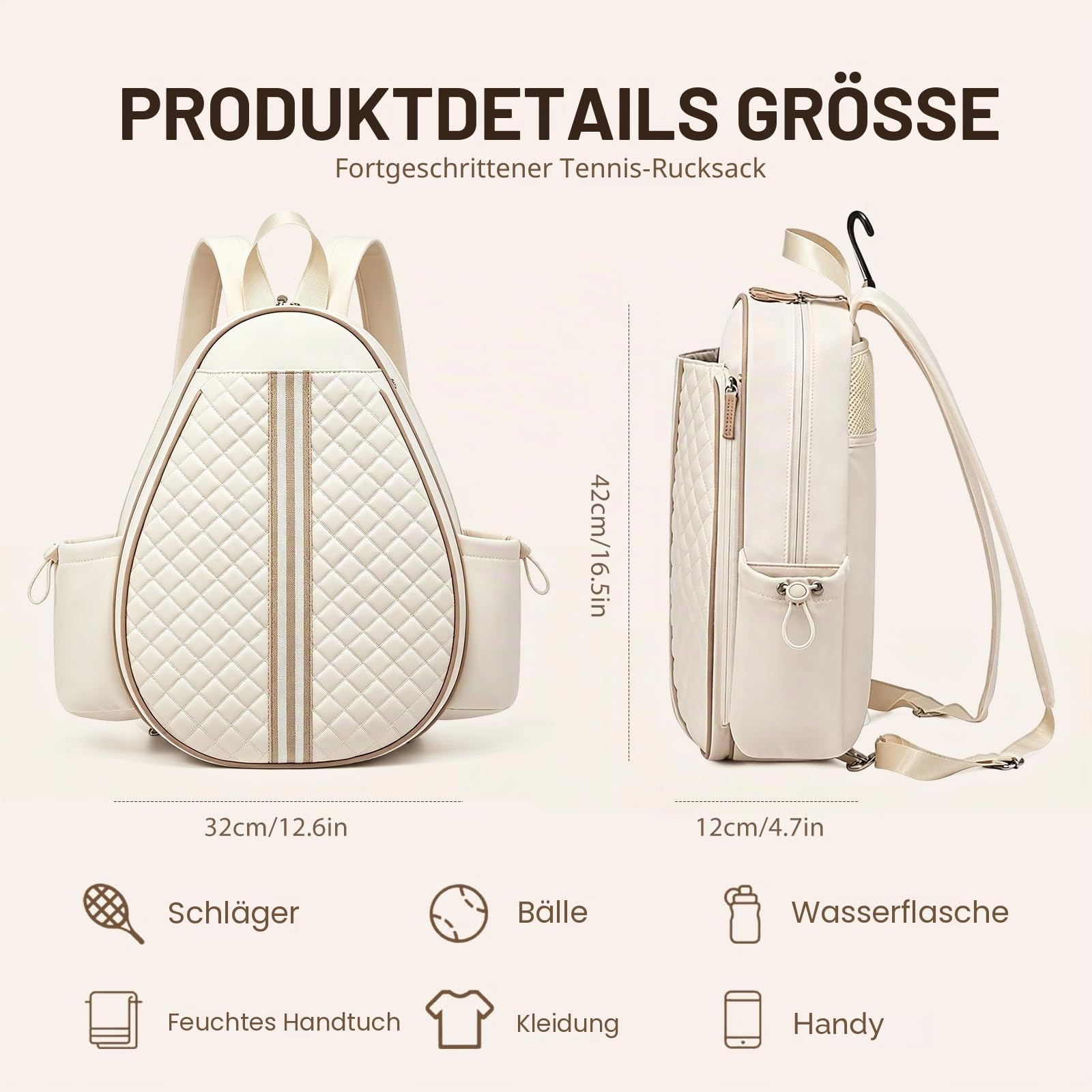 Tennistasche Damen Herren Kinder, Tennis Rucksack & Badminton Tasche, Wasserdicht & Leicht, Mehrfachtaschen-Design für Tennisschläger, Padel, Pickleball