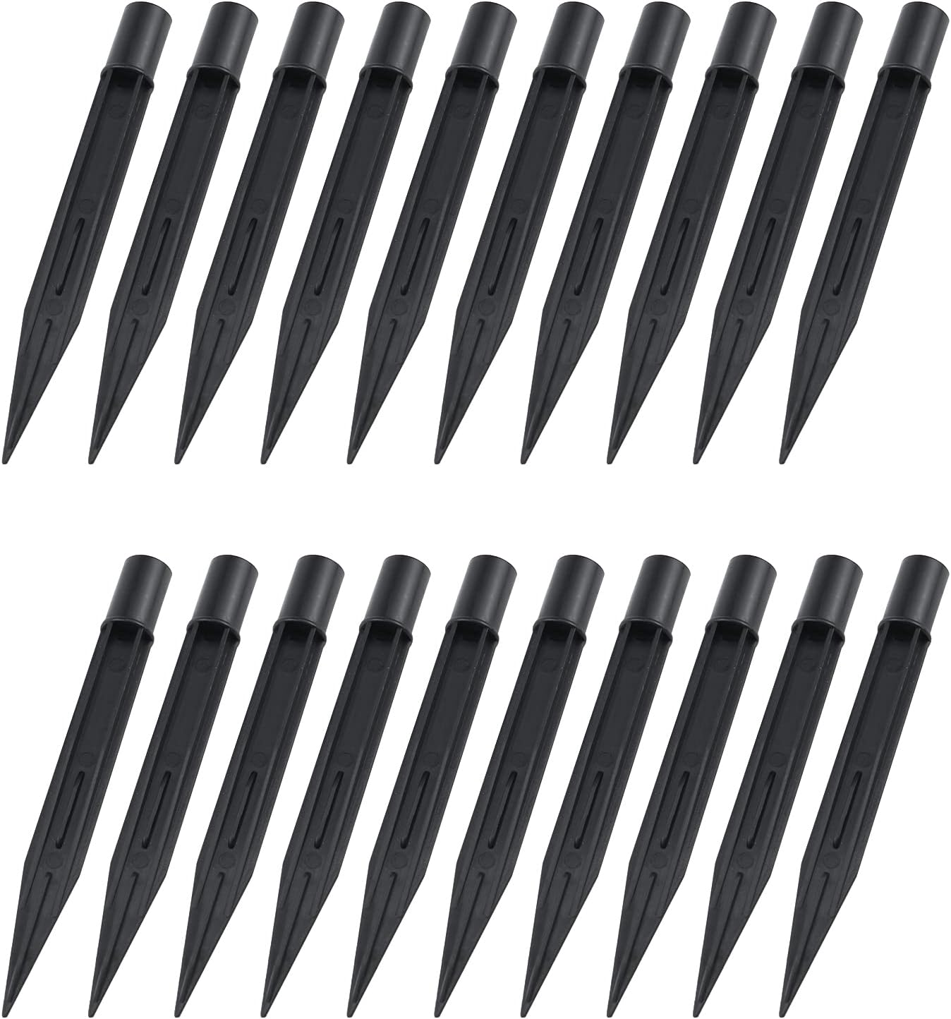 Sydien 20Pcs 6.30Inch Black Garden Stakes Plastic Ground Spikes Stake Replacement