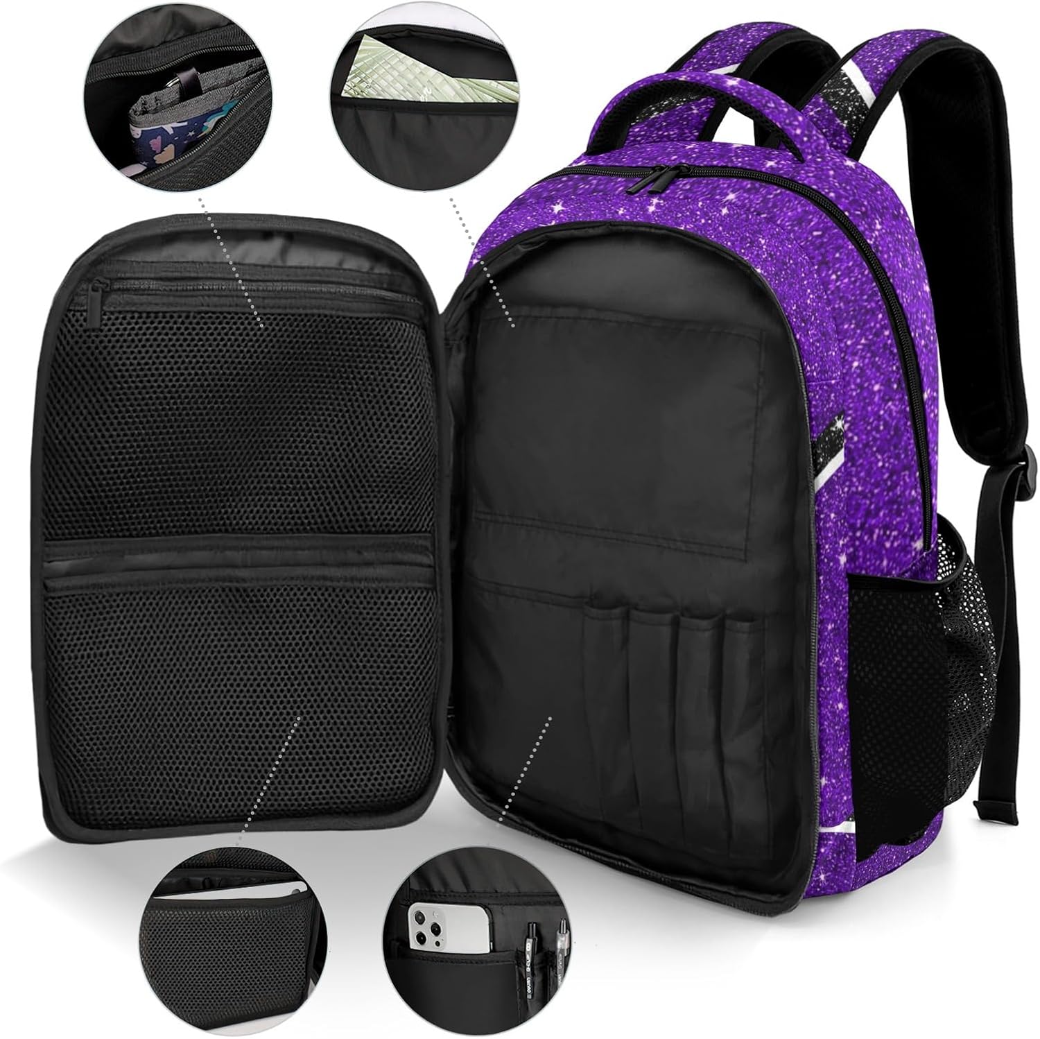 Cheer Backpack for Cheerleader - Custom Name Cheer Bag Personalized Cheerleading Bookbag Gifts for Cheer Team Coach (Violet) - Image 6