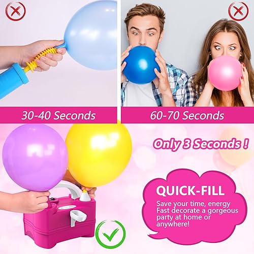 Miniatura 3 de IDAODAN Bomba eléctrica de globo de aire portátil de doble boquilla de 110 V 600 W, inflador eléctrico de globos para decoración de fiestas de niños