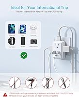 Vista 6 de 1 adaptador de enchufe europeo de viaje, adaptador VINTAR Europe con 4 salidas de CA, 3 puertos USB (2 USB C), adaptador de corriente internacional