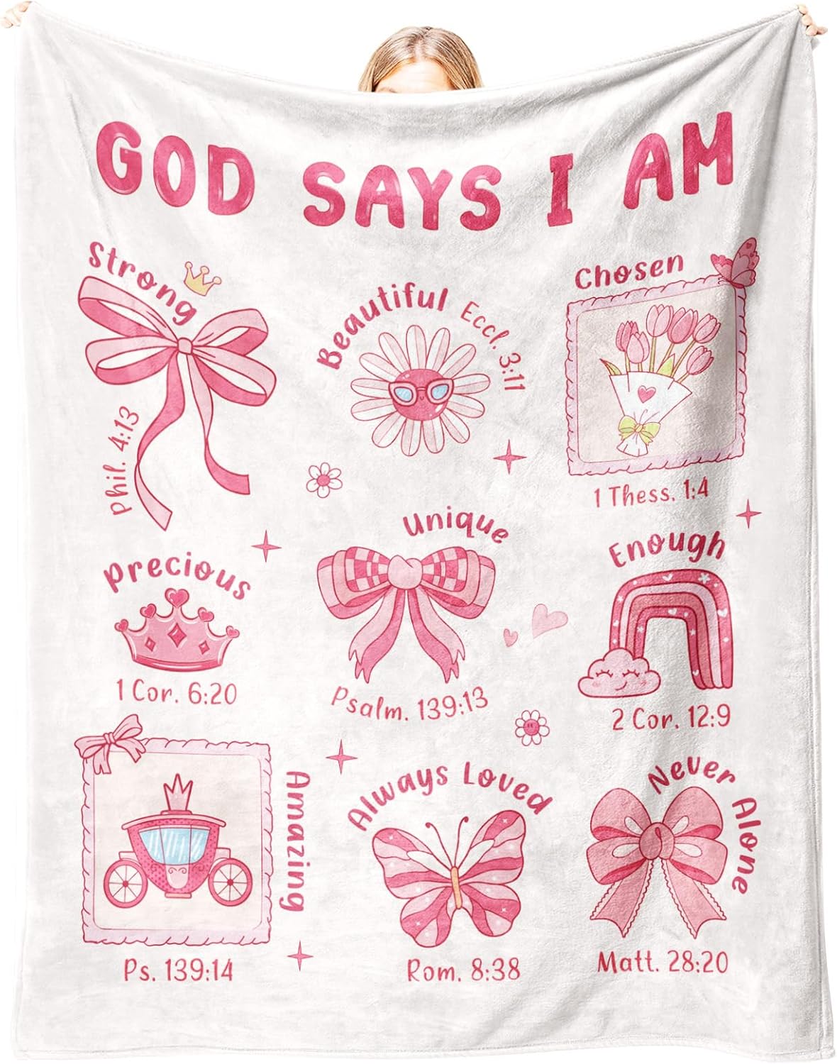 Baptism Gifts for Girl Christening, Christian Gifts for Girls, Flannel Soft Girl Blanket Decor, Christian Gift for Women on Birthday Christmas, Bible Verse Scripture Prayer Blanket