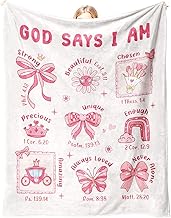 Baptism Gifts for Girl Christening, Christian Gifts for Girls, Flannel Soft Girl Blanket Decor, Christian Gift for Women on Birthday Christmas, Bible Verse Scripture Prayer Blanket