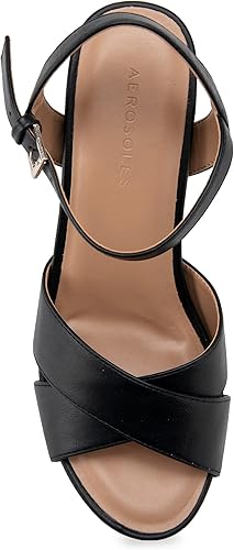 Miniatura 5 de Aerosoles PASTEL Sandalia de Cuña, PU Negra, 6W, Combo Negro
