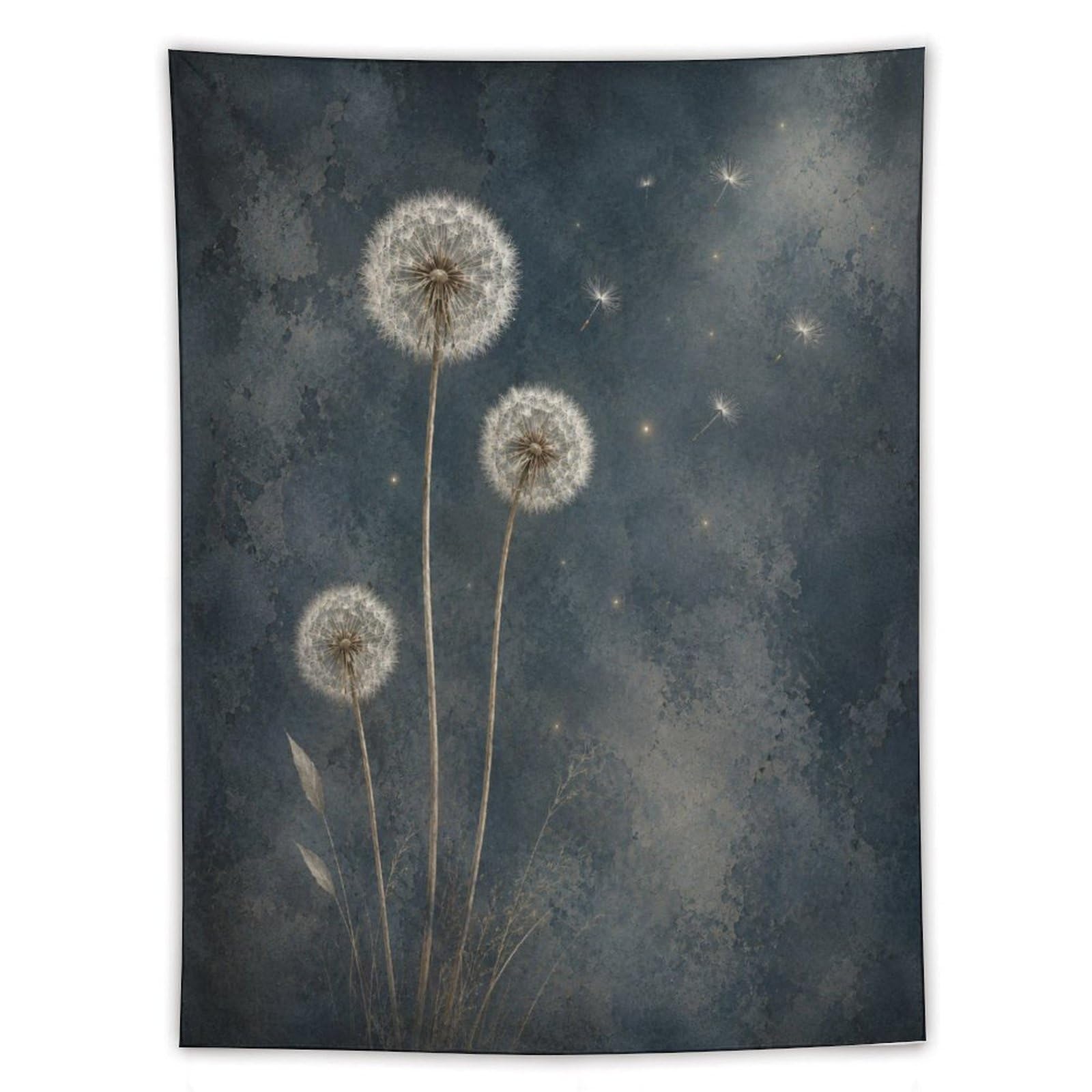 W7C8U2X3 Dandelion Night Wall Tapestry, Botanical Illustration, Entryway