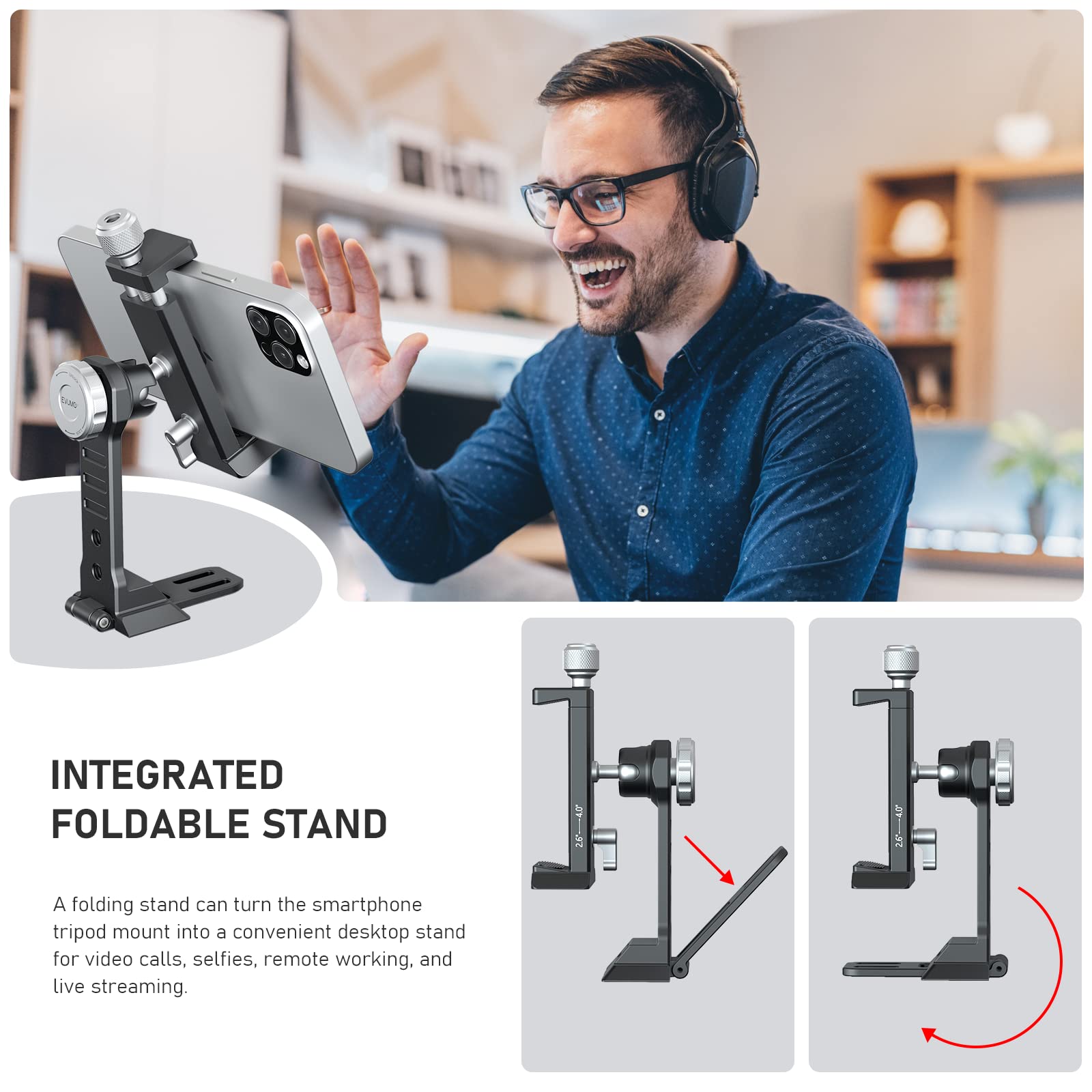 Supporto Treppiede In Metall Per Telefono | Rotazione 360&deg;, Inclinabile | Per Vlogging E Streaming