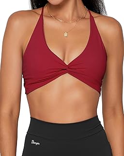 Danysu Backless Sports Bra Soft Workout Tops with Removable Padded Yoga Training Bras Strappy Going Out Top