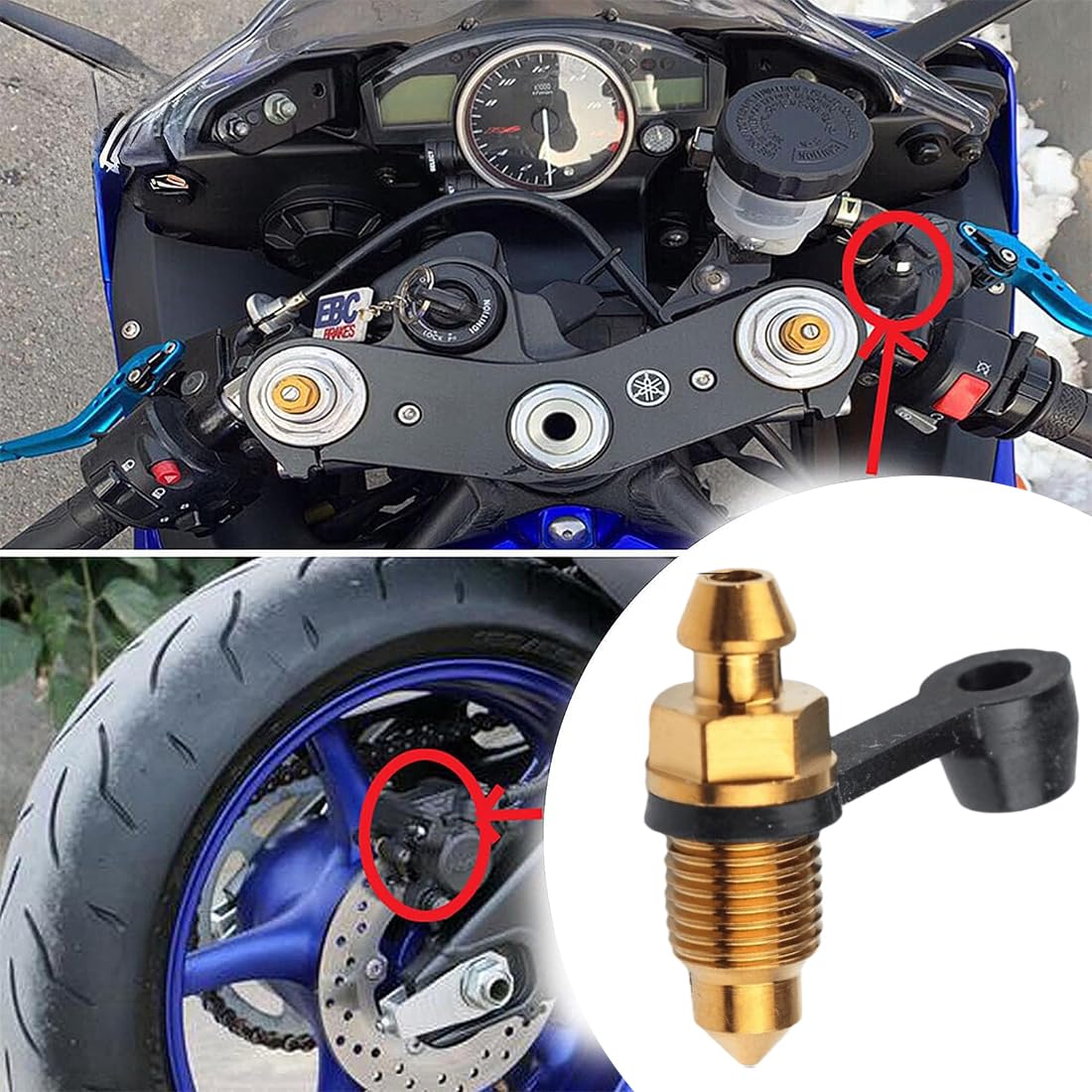 Viti di Spurgo per Freni Moto M10 x 1.0, Lega, Cappuccio Antipolvere, 4 Pezzi