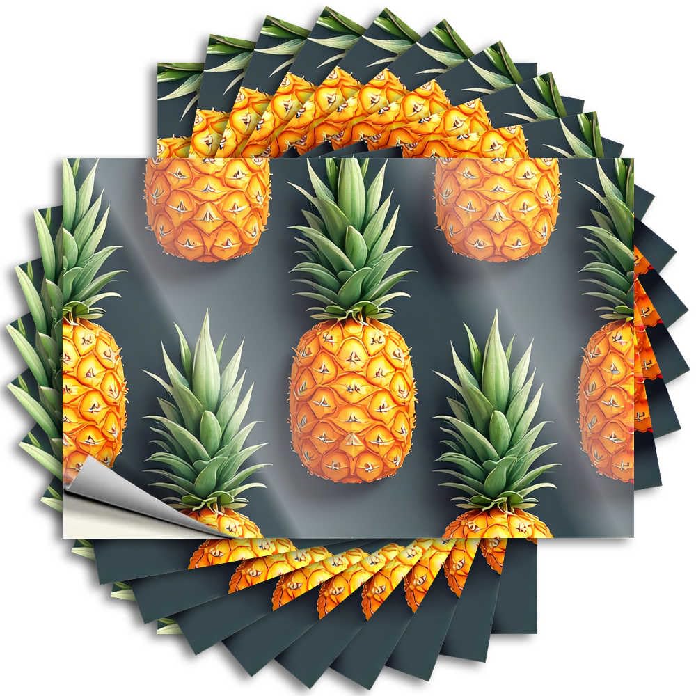 Kitchen Sets Window Quote - Vibrant Pineapple Pattern Background Sweet Durable Sticker Easy Apply for Motorcycle Decor(8X12CM)