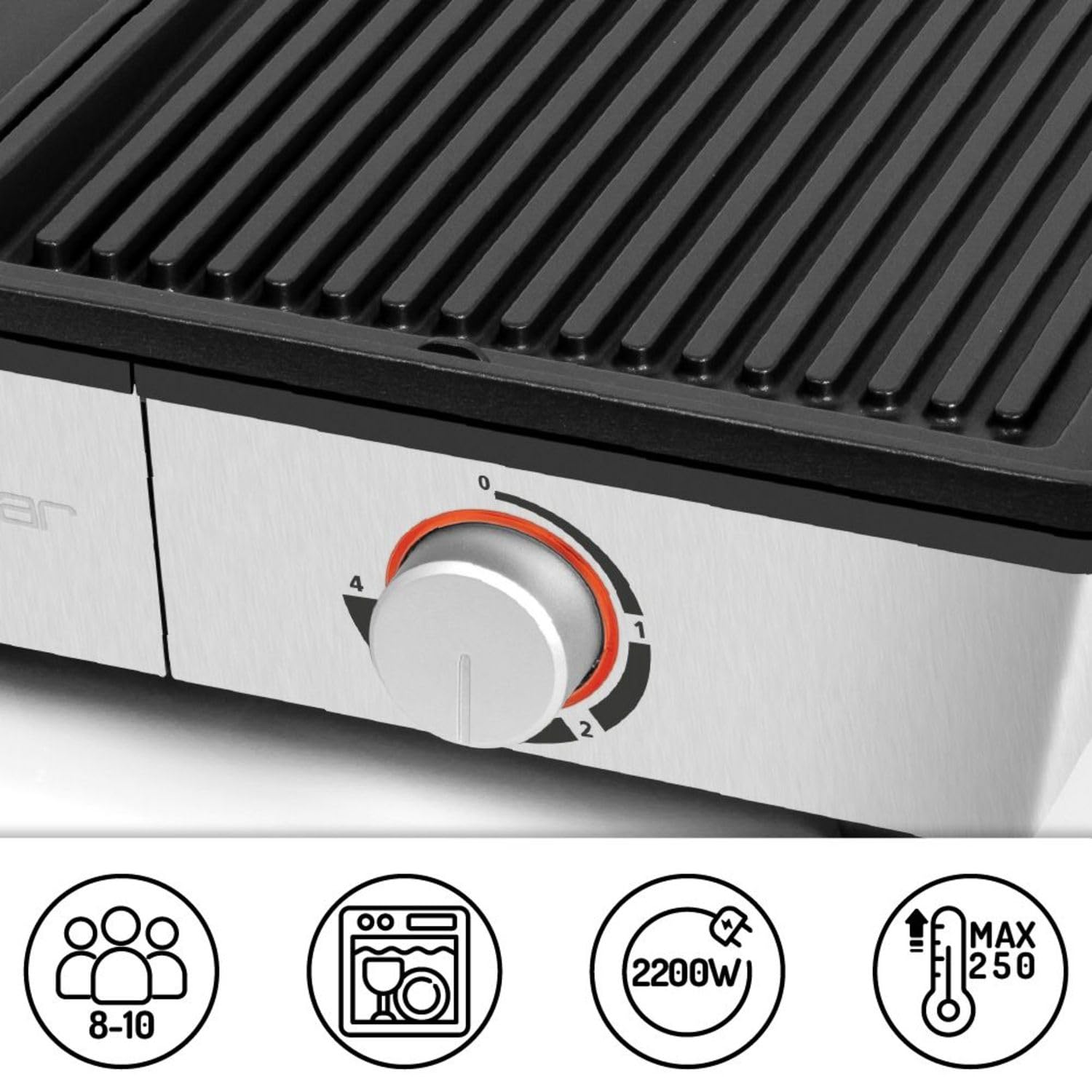 riviera&bar Combiné Plancha Grill Professionnelle - Bi-Zone, 1910 cm² de Cuisson Réglable, Plaques Inclinées avec Évacuation des Graisses, Thermostats Indépendants - Pour 8 à 10 Personnes - Inox