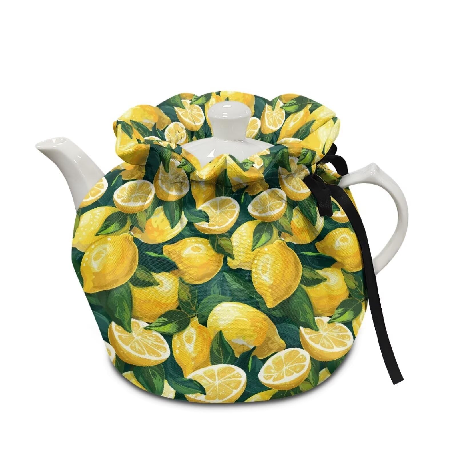 Yellow Lemon Tea Cosy for Teapots Stain Resistant Heat Preservation Teapot Dust Cover Creative Kitchen Tea Pot Cover Keep Warm Thanksgiving Decor for Home Kitchen Table
