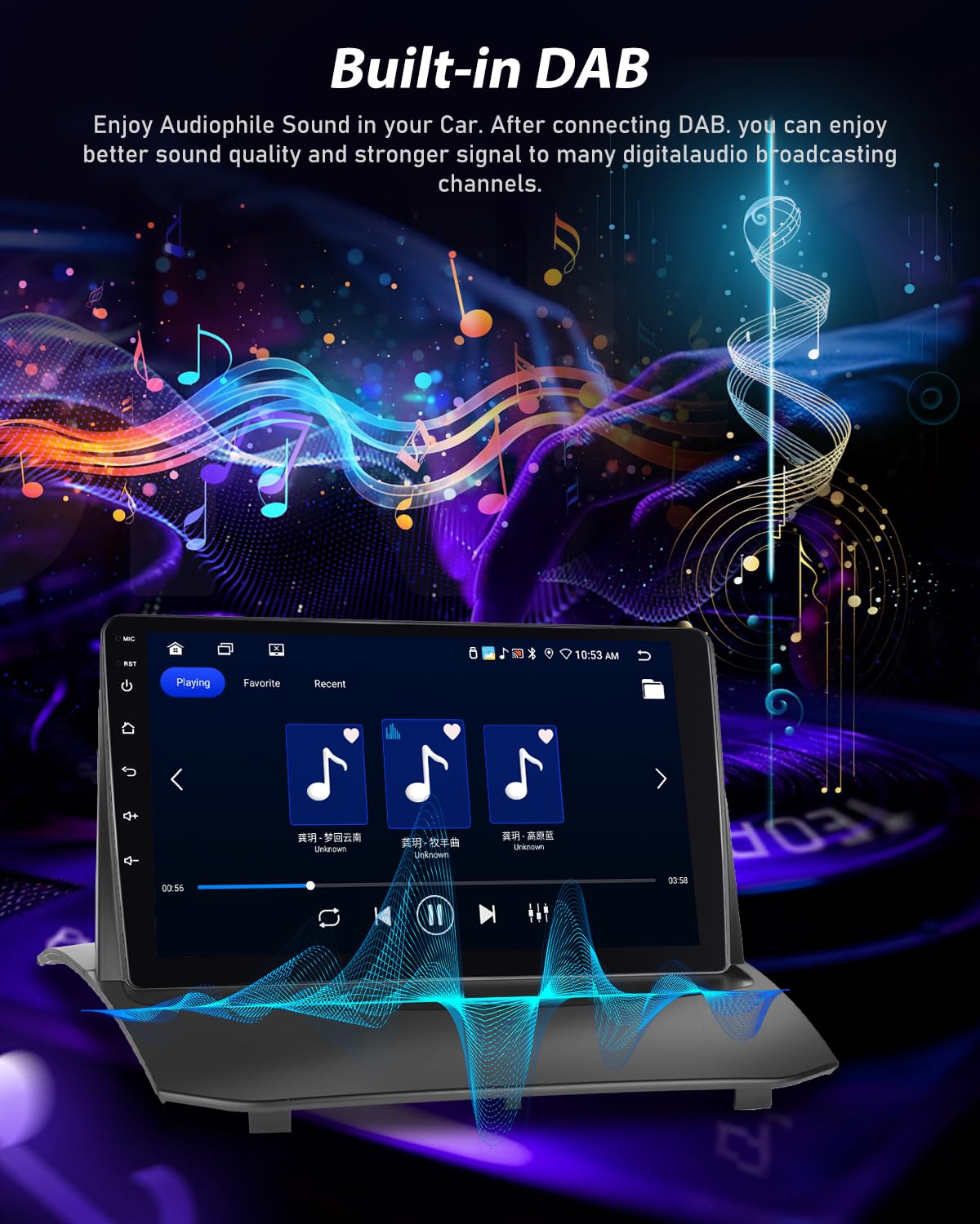 NHOPEEW Autoradio 8 Core 6+128G Android per Ford Fiesta 2009-2017 con Carplay wireless e Android Auto DSP Wifi GPS Comandi al volante Vista panoramica a 360