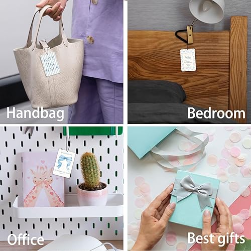 Miniatura 6 de Ambientador de coche Coquette de lavanda cristiana con lazo azul, 4 piezas, con versículo bíblico femenino, decoración colgante para autos, armario,