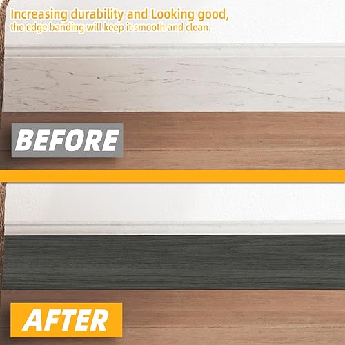 Miniatura 224 de GSCIT Club Bandas de borde de roble, rollo de 1 pulgada x 10 pies de bandas de borde de chapa - Cinta de madera real flexible previamente pegada
