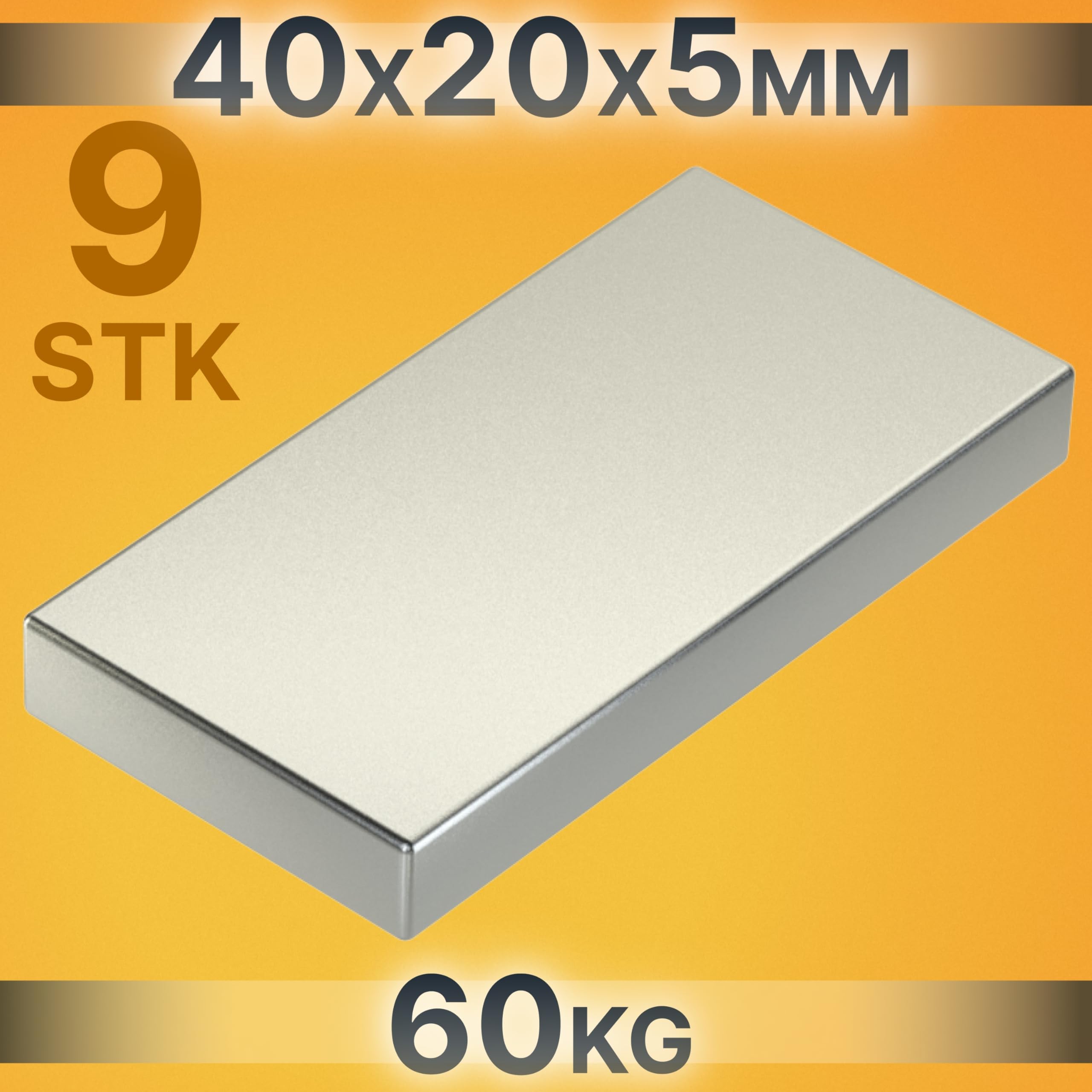 RICOO 40x20x5 NiCuNi Neodym Magnet extra stark Whiteboard Magnete für Magnettafel Mini Magneten starker Halt Supermagnete Minimagnete für Kühlschrank Würfelmagnete 9 Stück