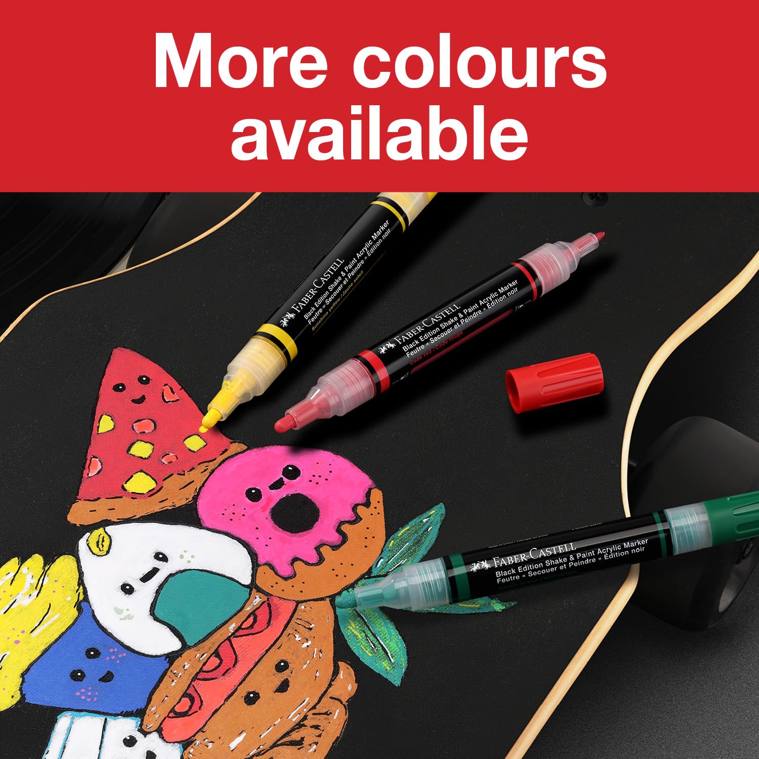 Faber Castell 285503 - Set 2 Marcadores Acrilicos Black Edition de Doble Punta Shake & Paint - Negro y Blanco
